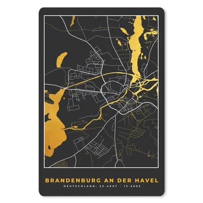Produktbild von MuchoWow® Mauspad Mousepad Brandenburg An Der Havel - Stadtplan - Karte - Gold - Deutschland 40x60 cm - Mousepads - Maus Mat - Pad - Mausunterlage - Schreibtisch Accesoire