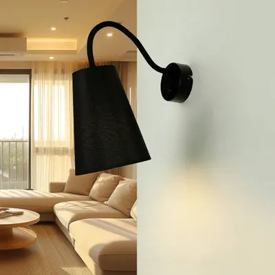 Produktbild von Wandleuchte mit Schalter flexibel Schwarz E27 Metall Modern Wandlampe