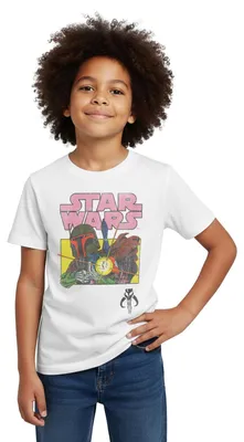 Produktbild von Star Wars: Mandalorian Retro Mandalorianer Kinder T-Shirt, 98/104 (3-4 Jahre), Weiß