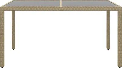 Produktbild von vidaXL Gartentisch 150x90x75 cm Hartglas und Poly Rattan Beige