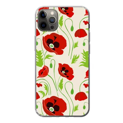 Produktbild von MuchoWow® Handyhülle Schutzhülle Hülle für iPhone 12 Pro Max Blumen - Mohn - Muster Silikon Softcase Handy Hülle - Hartschale