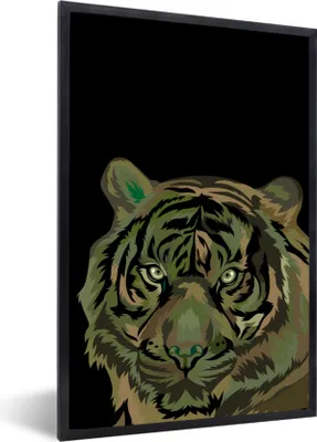 Produktbild von MuchoWow® MuchoWow® Gerahmtes Poster Tiger - Camouflage - Kopf 40x60 cm - Poster mit zchwarzem Bilderrahmen - Papierdruck - Wandbilder