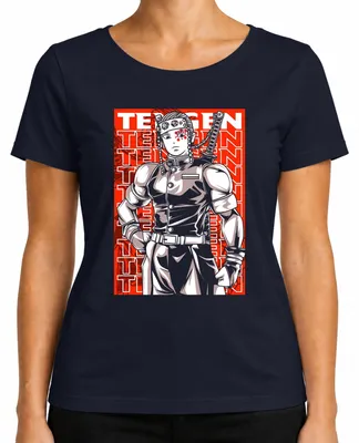 Productafbeelding van Tengen Uzui Anime Demon Slayer Cosplay Cadeau, Japanse Y2K Streetwear Dames T-shirt, Marineblauw, Maat L