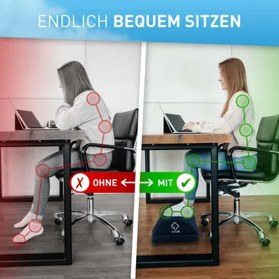 Zdjęcie produktu dla Podnóżek biurkowy FLIPLINE - regulowany na wysokość - z zdejmowanym pokrowcem z siatki. Podnóżek do biurka, ergonomiczny, pokrowiec z siatki, możliwość prania
