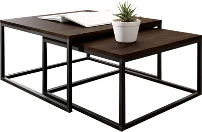 Produktbild von KIER FURNITURE LOFTI Couchtisch 2er Set Beistelltisch Tisch - Esche Dunkel