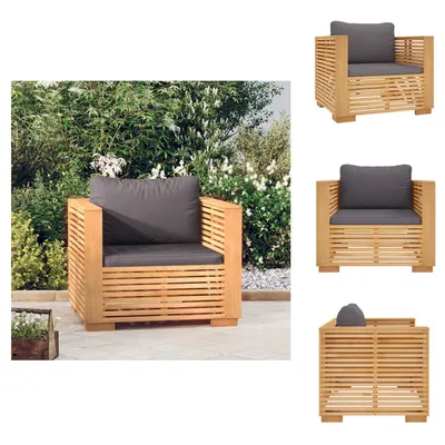 Produktbild von vidaXL Gartensessel mit Dunkelgrauen Kissen Massivholz Teak -  Gartensofaelemente