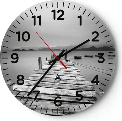 Produktbild von Wanduhr - Rund - Glasuhr - Brücke See - 40x40cm - Schleichendes Uhrwerk - Lautlos - zum Aufhängen bereit - Dekoration Modern - Wanddekoration aus Glas - C4AR40x40-3523