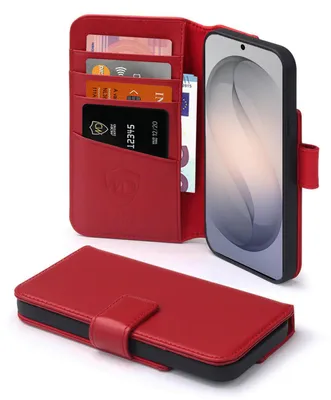 Produktbild von MobyDefend Hülle für Samsung Galaxy S26 Ultra - Premium Leder Klapphülle mit Kartenfächern und Standfunktion - Rot