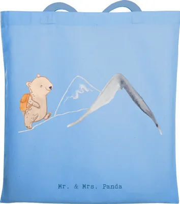Produktbild von Mr. & Mrs. Panda totebag Bär Bergsteigen - Sky Blue - Geschenk, Alpinwandern, Beutel, Alpinismus, Bergsport, Shopping Tasche, Wandern, Trekking, Tragetasche, Tote Bag