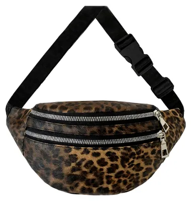 Produktbild von Bauchtasche mit Leopardenmuster für Damen, Umhängetasche mit verstellbarem Schultergurt