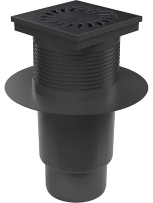 Produktbild von Kanalisationseinlauf unten D 110 mm, Kragen, Trockenklappe, Gussrost, schwarz, ENPRO