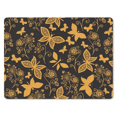 Produktbild von MuchoWow® Mauspad Mousepad Blumen - Schmetterling - Gold - Muster 40x30 cm - Mousepads - Maus Mat - Pad - Mausunterlage - Anti Rutsch