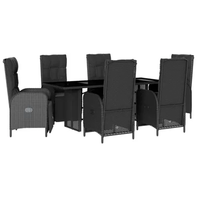 Produktbild von vidaXL 7-tlg. Garten-Essgruppe mit Kissen Schwarz Poly Rattan