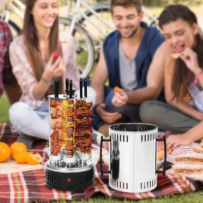 Zdjęcie produktu dla Pionowy grill elektryczny - czarny - 1000 W - stal nierdzewna - do kebabu i grillowania