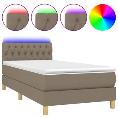 Produktbild von Boxspringbett mit Matratze & LED Taupe 100x200 cm Stoff