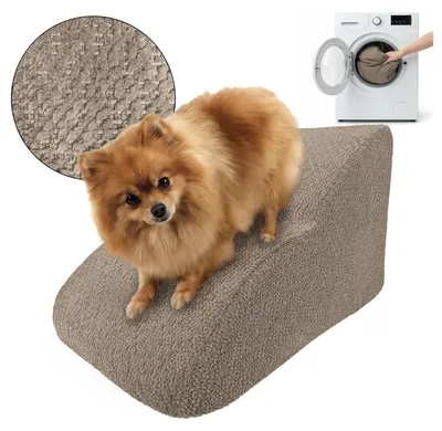 Produktbild von Muralo Treppe für Hund und Katze RAMPE HUNDETREPPE Treppe für Haustiere 2 Stufen Beige Bouclé Stoff