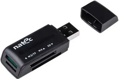 Produktbild von NATEC ANT 3 Mini, Speicherstick (MS), MicroSD (TransFlash), MiniSD, MMC, MS Micro (M2), MS PRO, MS PRO Duo, RS-MMC,..., Schwarz, 480 Mbit/s, USB 2.0