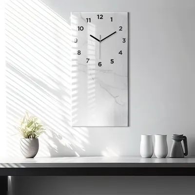Produktbild von Wallfluent Wanduhr – Stilles Quarzuhrwerk - Uhr Dekoration Wohnzimmer Schlafzimmer Küche - Zifferblatt - schwarze Zeiger - 30x60 cm - Dekorativer Marmor