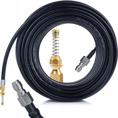 Imagen del producto de Manguera de Limpieza de Alcantarillado 30 m – Boquilla de Latón | 1/4" QC | 60°C | Flexible y Resistente