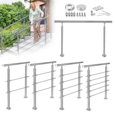 Produktbild von UISEBRT Geländer Edelstahl Handlauf Treppengeländer Für Treppen Brüstung Für Innen & Außen Treppenhaus Balkon Brüstung 160cm 5 Querstreben