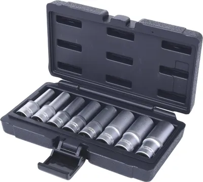Produktbild von KS Tools 911.4420, Steckschlüssel-Satz, 1/2", 8 Kopf/Köpfe, Chrom-Vanadium-Stahl, DIN 3120, ISO 1174, 1 kg
