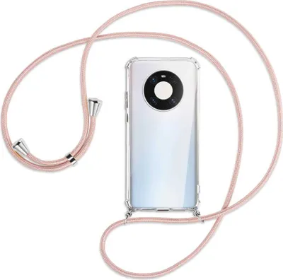 Produktbild von Handykette Backcover-Schutzhülle mit Band (Metall silberfarben) für Huawei Mate 40 Pro - roségold