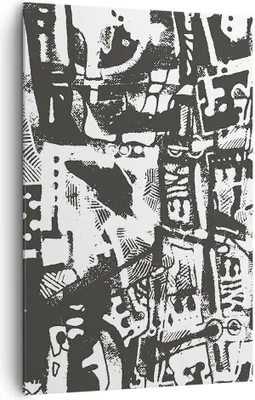 Produktbild von Bild auf Leinwand - Leinwandbild - Einteilig - Schwarzweiß Figuren Abstraktion - 80x120cm - Wand Bild - Wandbilder - Leinwanddruck - Wanddekoration - Leinwand bilder - Wandbild - PA80x120-5125