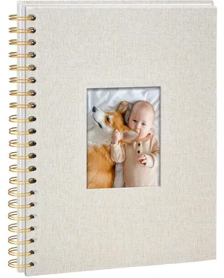 Productafbeelding van Fotoalbum, spiraalgebonden, zelf te vullen, linnen, 28 x 20,5 cm, 40 pagina's, beige