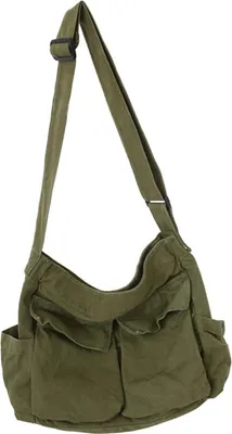 Immagine prodotto di Borsa a tracolla per uomo e donna, in tela, per studenti, scuola, strada, grande capacità, arte, tempo libero, verde