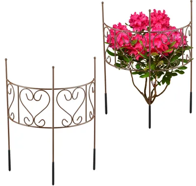 Zdjęcie produktu dla Relaxdays – podpórka do bylin, 2-częściowa podpórka dla pnączy, do piwonii i hortensji, wymiary: wys. 41,5 cm, szer. 31 cm, stal, kolor brązowy