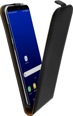 Image de Avizar, Samsung Galaxy S8 Plus Housse de protection à rabat en cuir véritable, noir