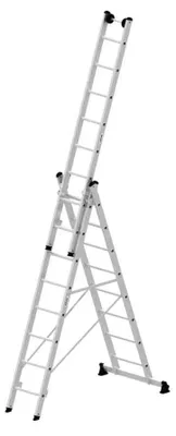 Produktbild von Günzburger Mehrzweckleiter 3tlg. Alu 3x8 Sprossen Arbeits-Höhe 6900mm - 33308