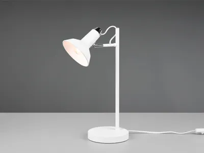 Produktbild von TRIO Tischleuchte Metall Weiß matt 43 cm Retro Industriedesign Leseleuchte beweglicher Schirm