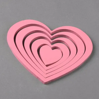 Immagine prodotto di Decorazione da parete Adesivo da parete Cuore 3D Legno 5 pezzi Adesivo murale rosa