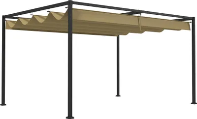 Image de Outsunny Pergola coulissante pergola rétractable 3 x 2 m structure métal époxy anticorrosion toile polyester haute densité 180 g/m² incluse kaki