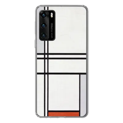 Produktbild von MuchoWow® Handyhülle Schutzhülle Hülle für Huawei P40 Komposition 1 mit Rot und Grau - Piet Mondrian Silikon Softcase Handy Hülle - Handytasche