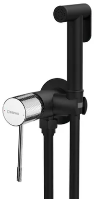 Image de Solaria Mitigeur encastré pour bidet avec stop douche, rond, noir mat/chromé