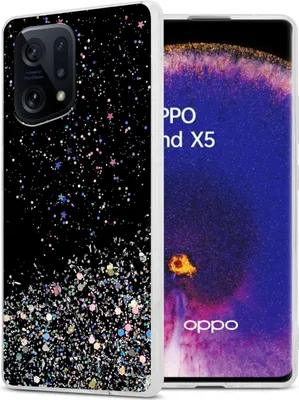 Obrázok produktu pre Cadorabo puzdro pre Oppo FIND X5 v čiernej farbe s trblietkami ochranné puzdro z pružného silikónu TPU s trblietavým krytom puzdra na mobilný telefón
