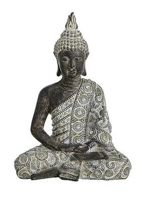 Produktbild von Buddha Figur betend sitzend,  24 cm in grau Silber