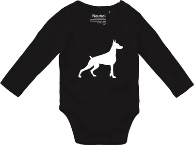 Produktbild von Huuraa Baby Body Dobermann Silhouette 74 Black  Baumwolle Fairtrade Langarmbody Geschenkidee