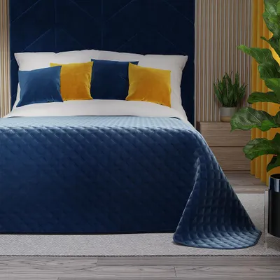Produktbild von VELVI Dekorative Tagesdecke Marineblau Eleganz 170x210cm - Samtkomfort in Ihrem Schlafzimmer