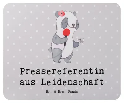 Produktbild von Mr. & Mrs. Panda Mauspad Pressereferentin Leidenschaft - Grau Pastell - Geschenk, Mousepad, Witzig, pc mausunterlage, Studium, Lustig, Spruch, Mouse Pad, Presseagentur