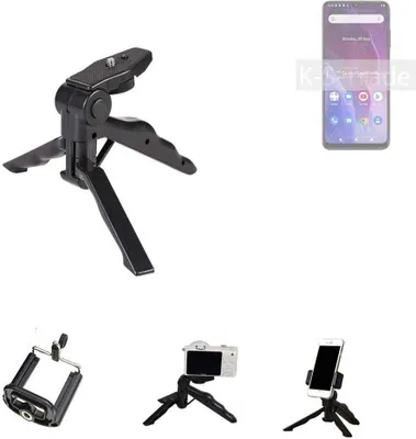 Produktbild von K-S-Trade Stativ Tisch-Ständer Dreibein Handy-Stativ Ständer kompatibel mit Cubot P60 Mini-Stativ Smartphone Tripod Handy-Stativ aus Plastik schwarz