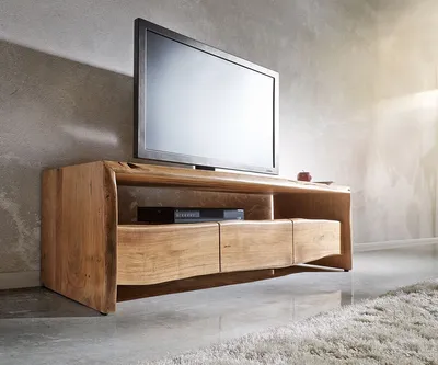 Produktbild von DELIFE Lowboard Live-Edge 145 cm Akazie Natur Fach 3 Schübe