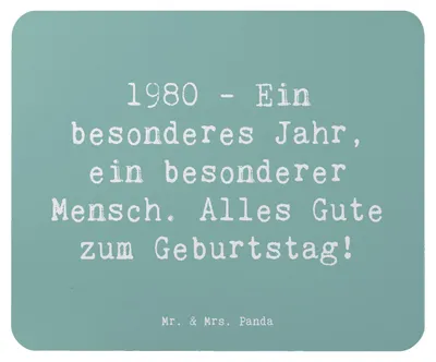 Produktbild von Mr. & Mrs. Panda Mauspad Spruch 1980 Geburtstag - Meeresbrise - Geschenk, einzigartig, Mouse Pad, geboren, pc, Geburtstagsgeschenk, Geburtsjahr, mausunterlage, Mousepad