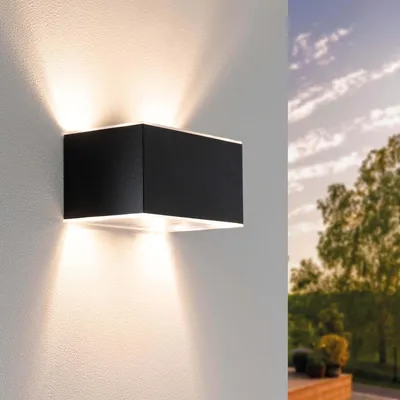 Produktbild von Ledvion Solar LED Wandleuchte 2W Warmweiß IP44 Schwarz Solarlampe