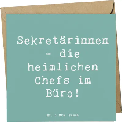 Produktbild von Mr. & Mrs. Panda Klappkarte Spruch Sekretärin Chefin - Meeresbrise - Geschenk, Backoffice Führung, professionelle Unterstützung, anlasskarte, Organisationstalent, Beruf