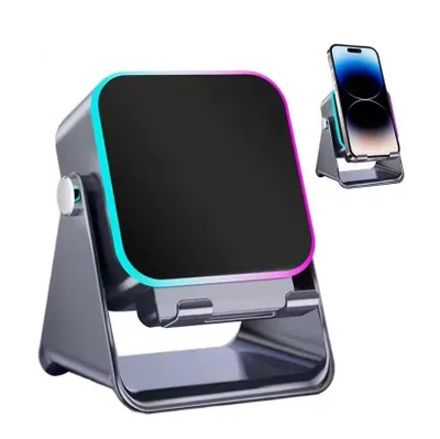 Produktbild von 5-in-1-Auto-Induktions-Funklautsprecher mit 8 RGB-Lichtmodi, Smartphone-Halterung mit Surround-Sound und tragbarem Bluetooth-Smartphonehalter