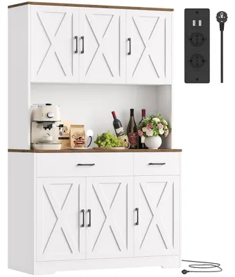 Productafbeelding van Keukenbuffet, wit, 105x180 cm, met stopcontacten en lades