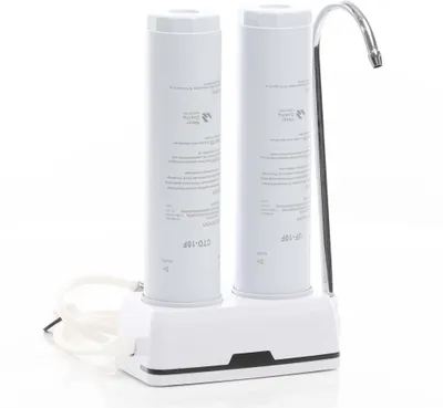 Image de Naturewater NW-2-CTOUF Filtre à eau potable – 190 x 85 x 295 mm – 210 l/h – avec Robinet – Cartouche sédiment PP et Charbon actif – Filtration Purification